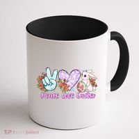Peace Love Easter Day Gift Easter Egg Floral Coffee Mug thumb 1