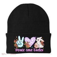 Peace Love Easter Day Gift Easter Egg Floral Beanie thumb 0