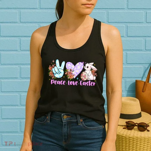 Peace Love Easter Day Gift Easter Egg Floral Women's Tank Top
