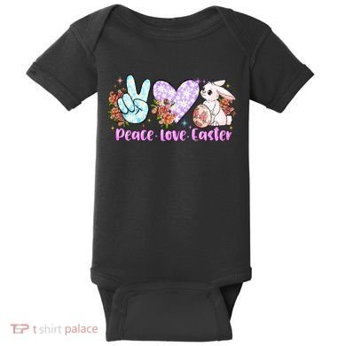 Peace Love Easter Day Gift Easter Egg Floral Baby Bodysuit