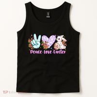 Peace Love Easter Day Gift Easter Egg Floral Tank Top thumb 2