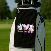 Peace Love Easter Day Gift Easter Egg Floral Golf Towel thumb 2