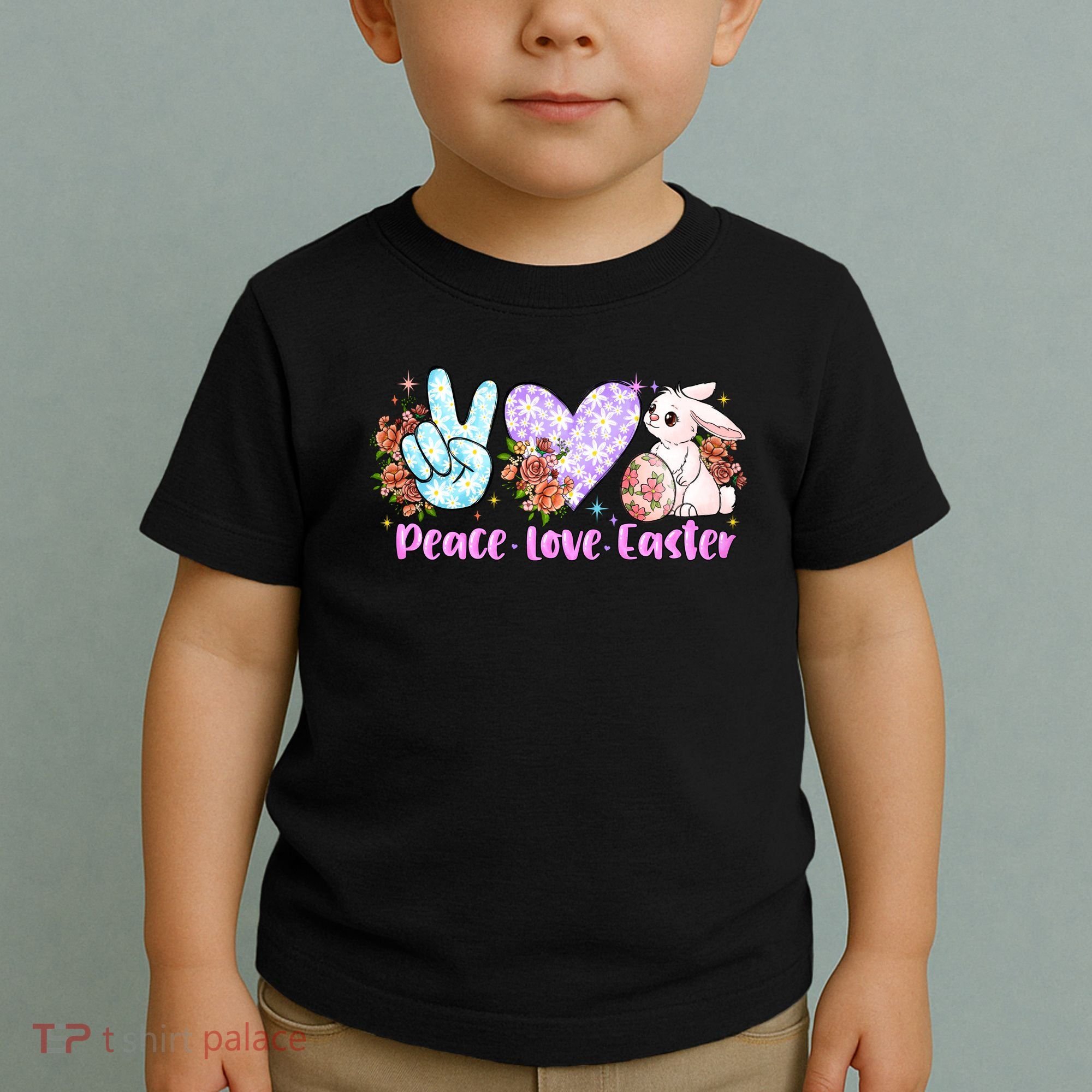 Peace Love Easter Day Gift Easter Egg Floral Toddler T-Shirt