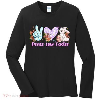 Peace Love Easter Day Gift Easter Egg Floral Women's Long Sleeve Shirt