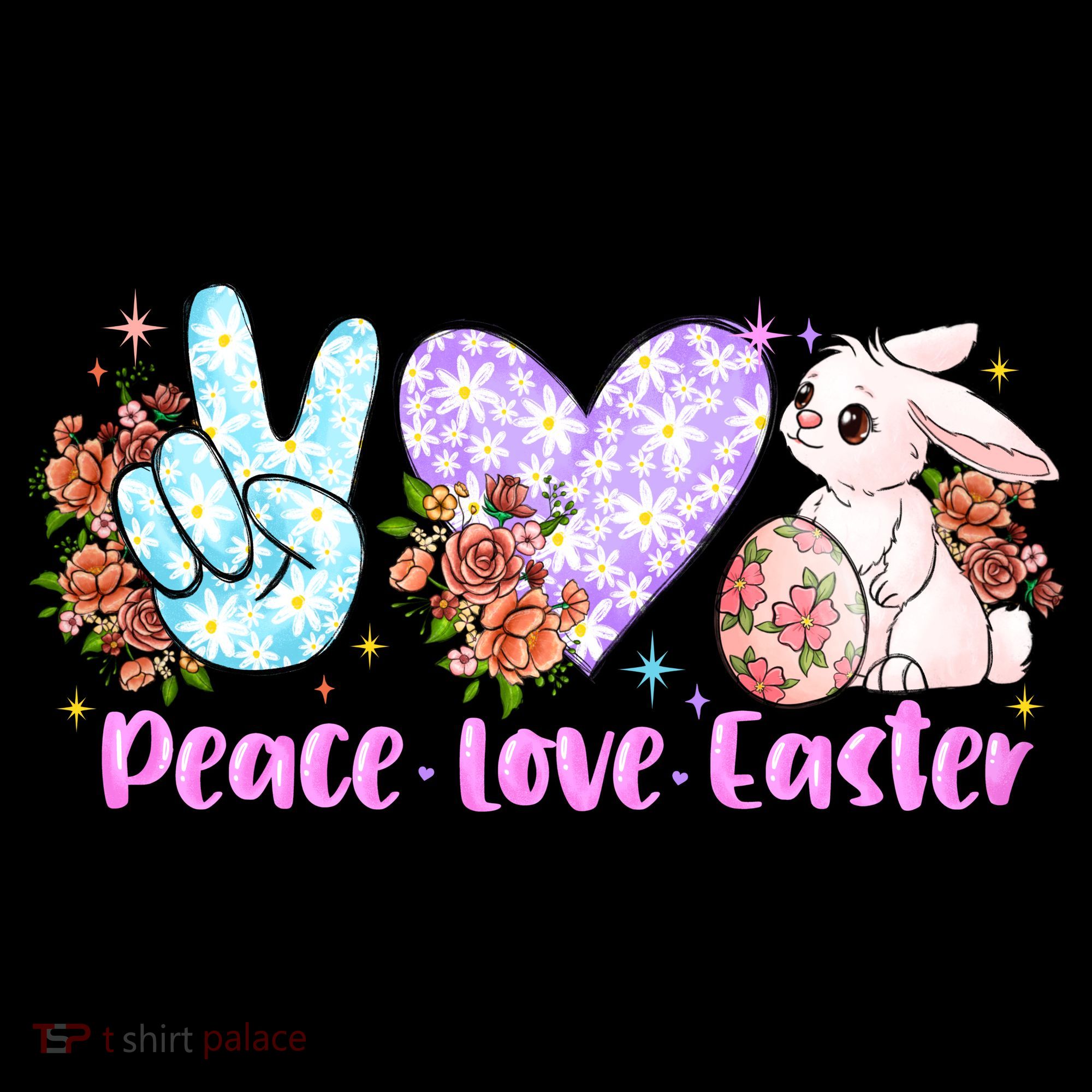 Peace Love Easter Day Gift Easter Egg Floral Women's T-Shirt