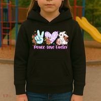 Peace Love Easter Day Gift Easter Egg Floral Kids Hoodie thumb 3