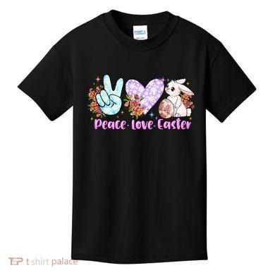 Peace Love Easter Day Gift Easter Egg Floral Kids T-Shirt