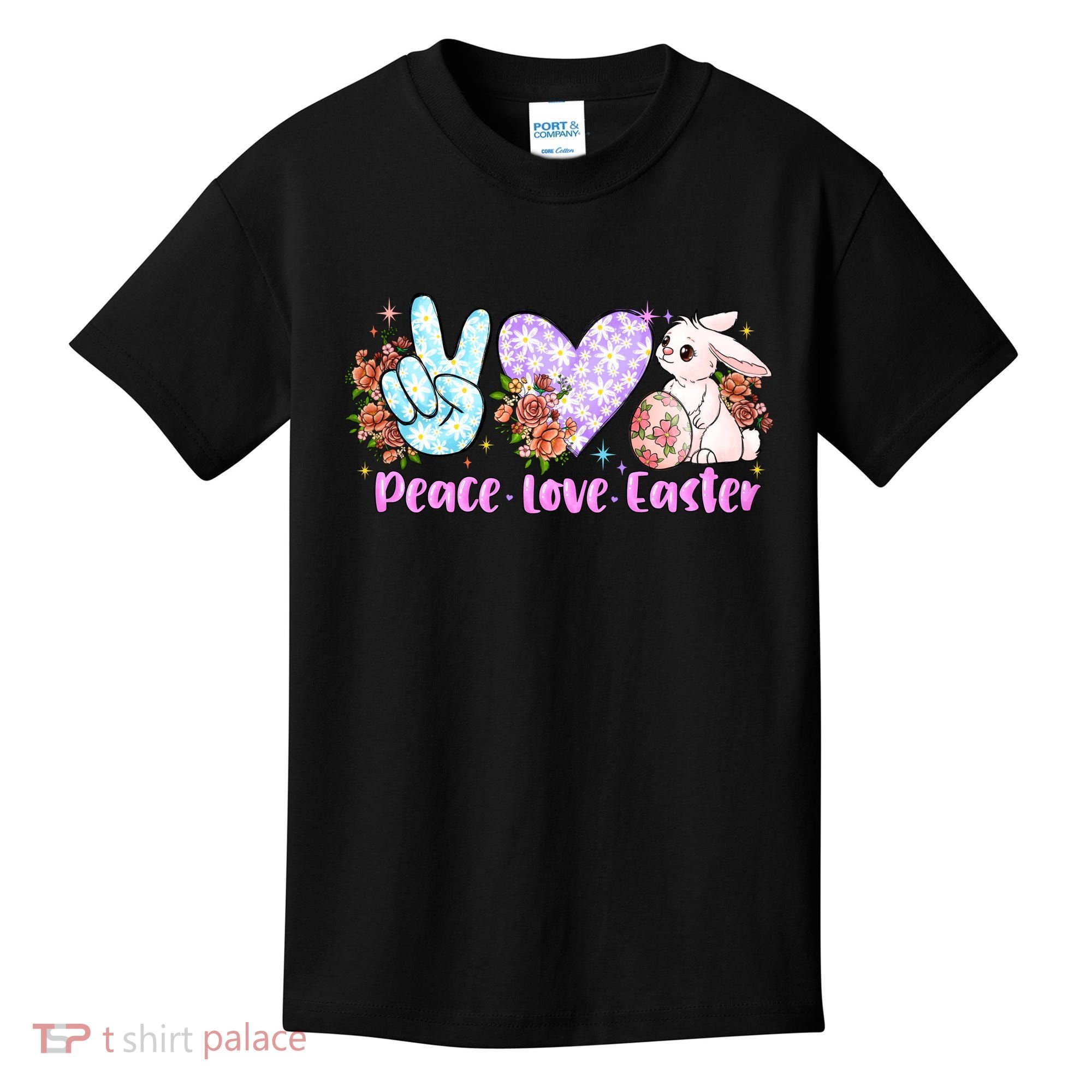 Peace Love Easter Day Gift Easter Egg Floral Kids T-Shirt