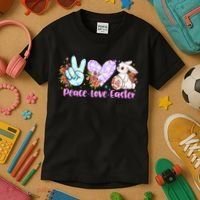 Peace Love Easter Day Gift Easter Egg Floral Kids T-Shirt thumb 3
