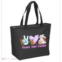 Peace Love Easter Day Gift Easter Egg Floral Tote Bag thumb 2