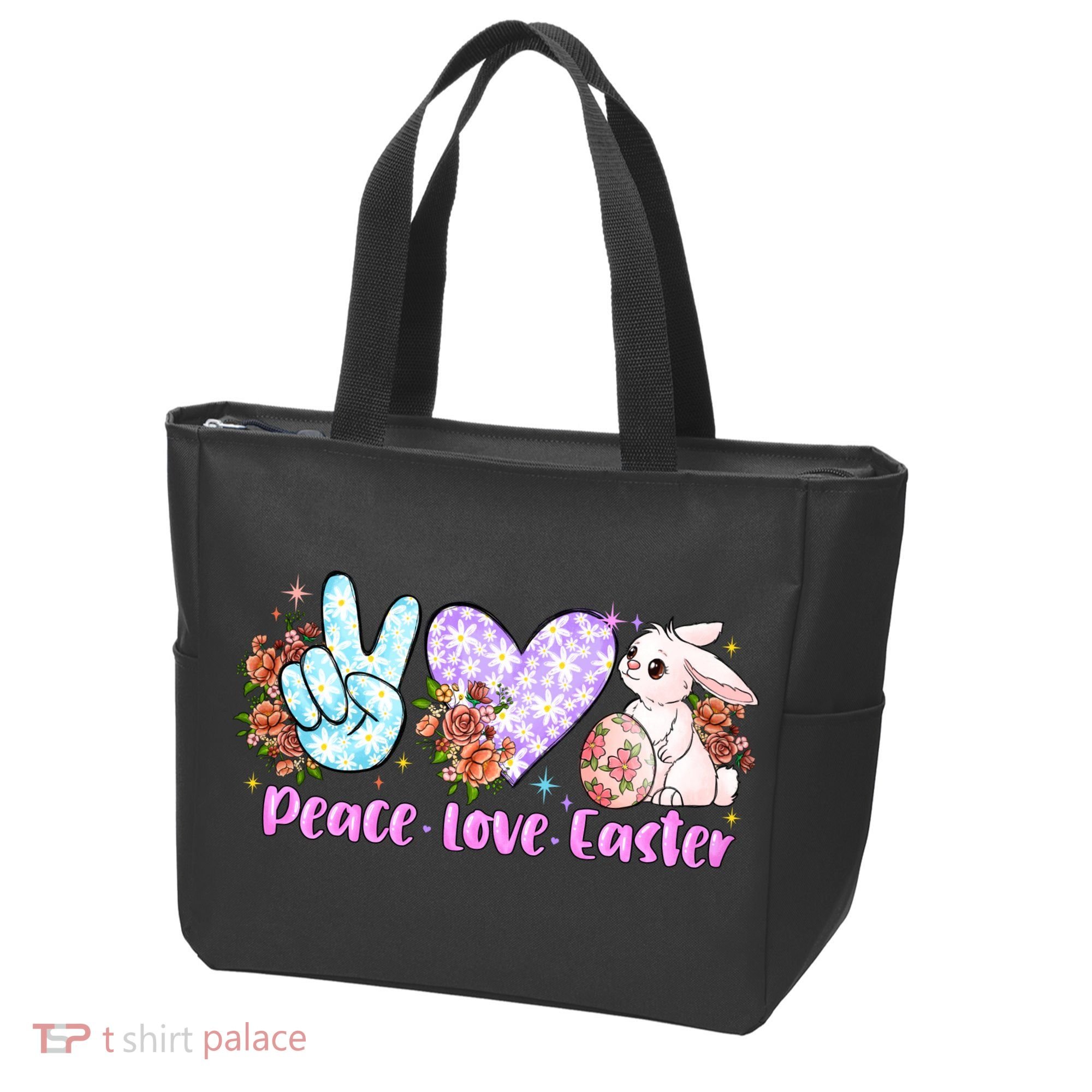 Peace Love Easter Day Gift Easter Egg Floral Tote Bag