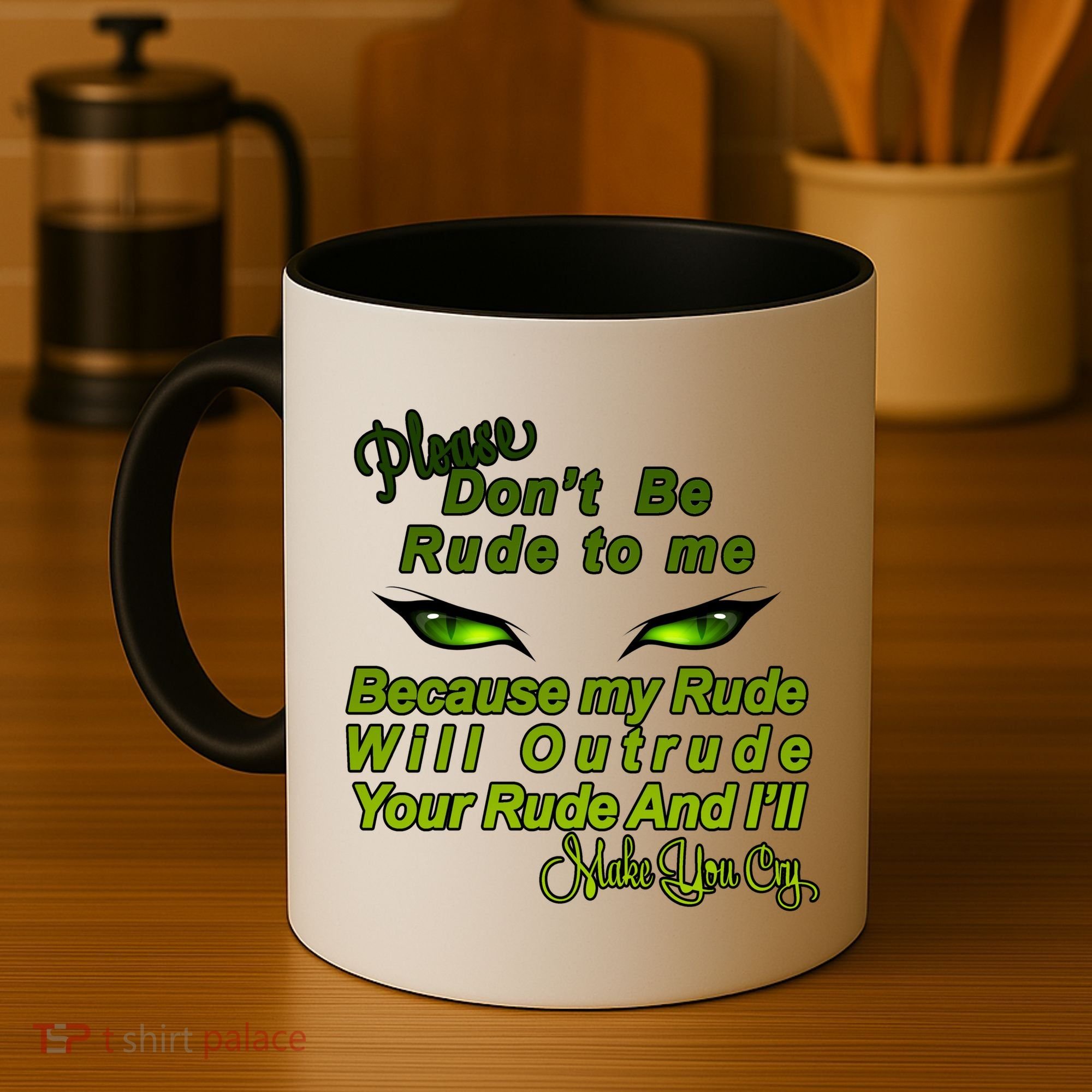 Please Don't Be Rude to Me Cat Eye Coffee Mug