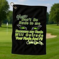 Please Don't Be Rude to Me Cat Eye Golf Towel thumb 1