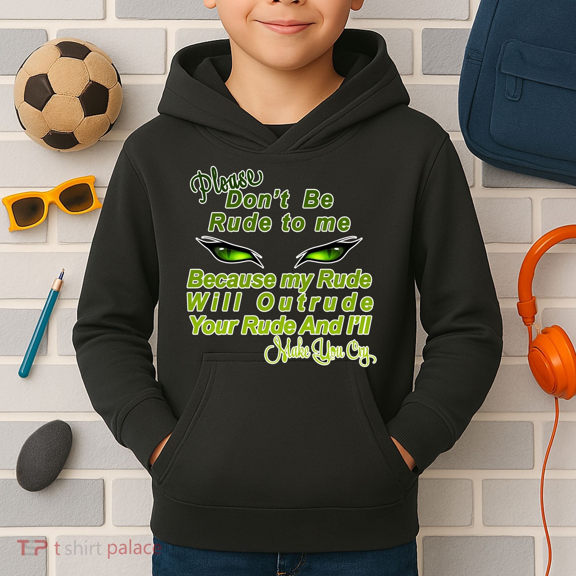 Please Don't Be Rude to Me Cat Eye Kids Hoodie