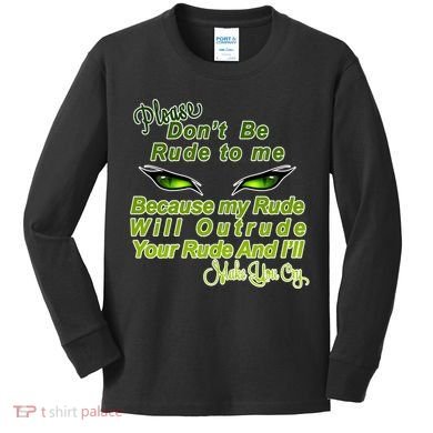Please Don't Be Rude to Me Cat Eye Kids Long Sleeve Shirt