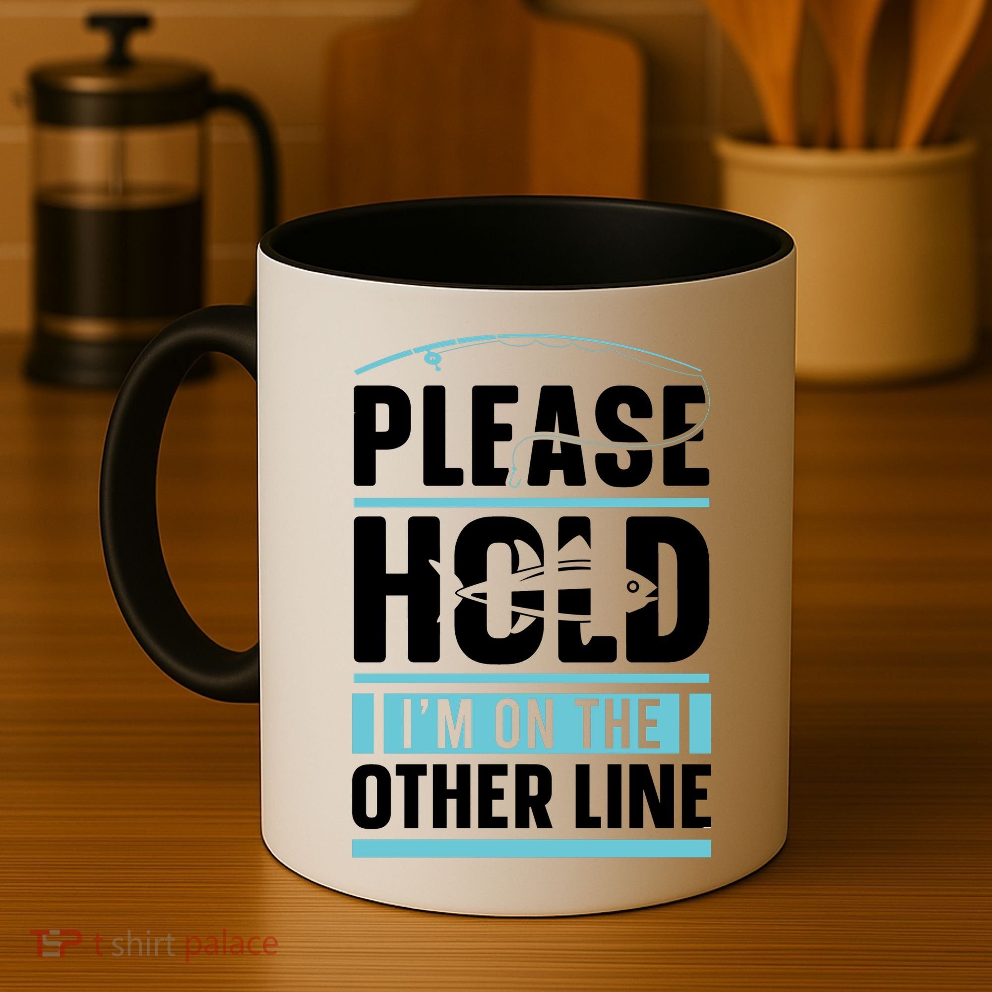 Please Hold I'm On The Other Line Fishing Funny Coffee Mug