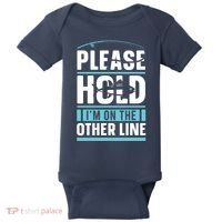 Please Hold I'm On The Other Line Fishing Funny Baby Bodysuit thumb 0
