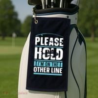 Please Hold I'm On The Other Line Fishing Funny Golf Towel thumb 2