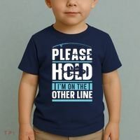 Please Hold I'm On The Other Line Fishing Funny Toddler T-Shirt thumb 2