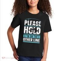 Please Hold I'm On The Other Line Fishing Funny Kids T-Shirt thumb 2