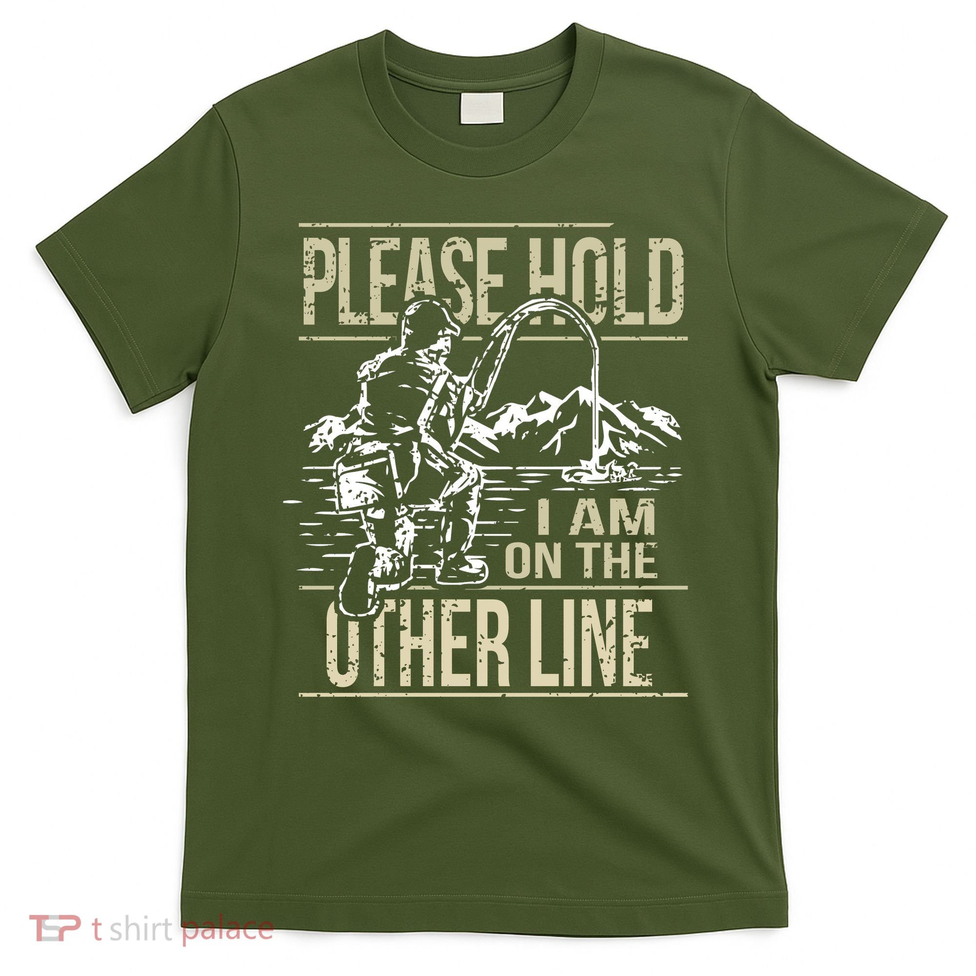 Please Hold I'm On The Other Line Vintage Funny Fishing T-Shirt