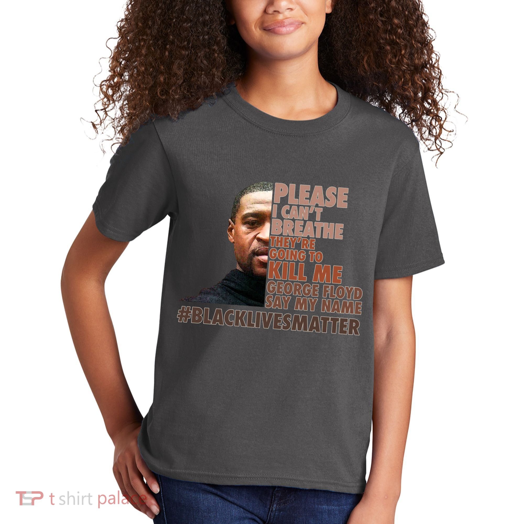 Please I Can't Breathe Geoge Floyd #BLM Kids T-Shirt