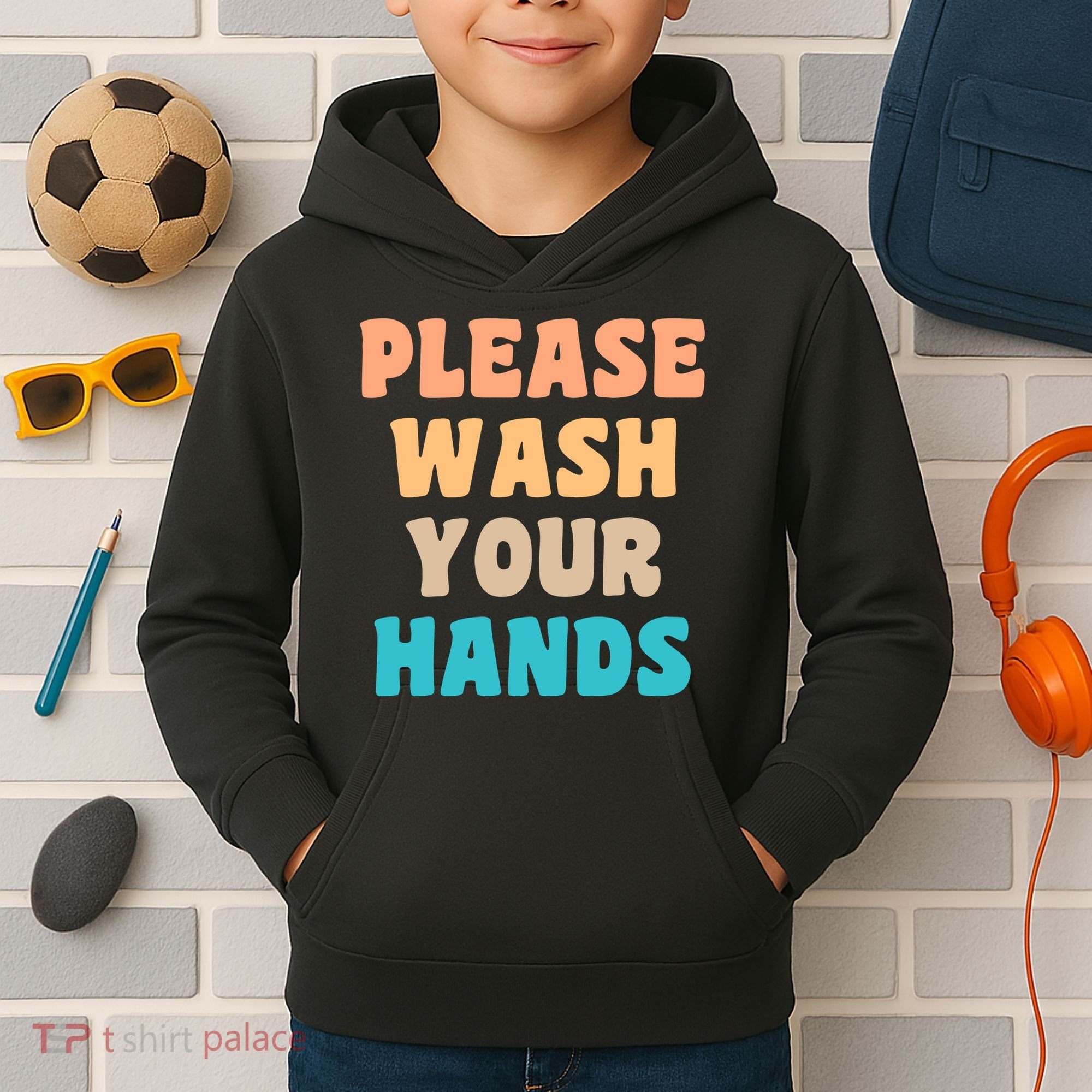 Please Wash Your Hands Kids Hoodie