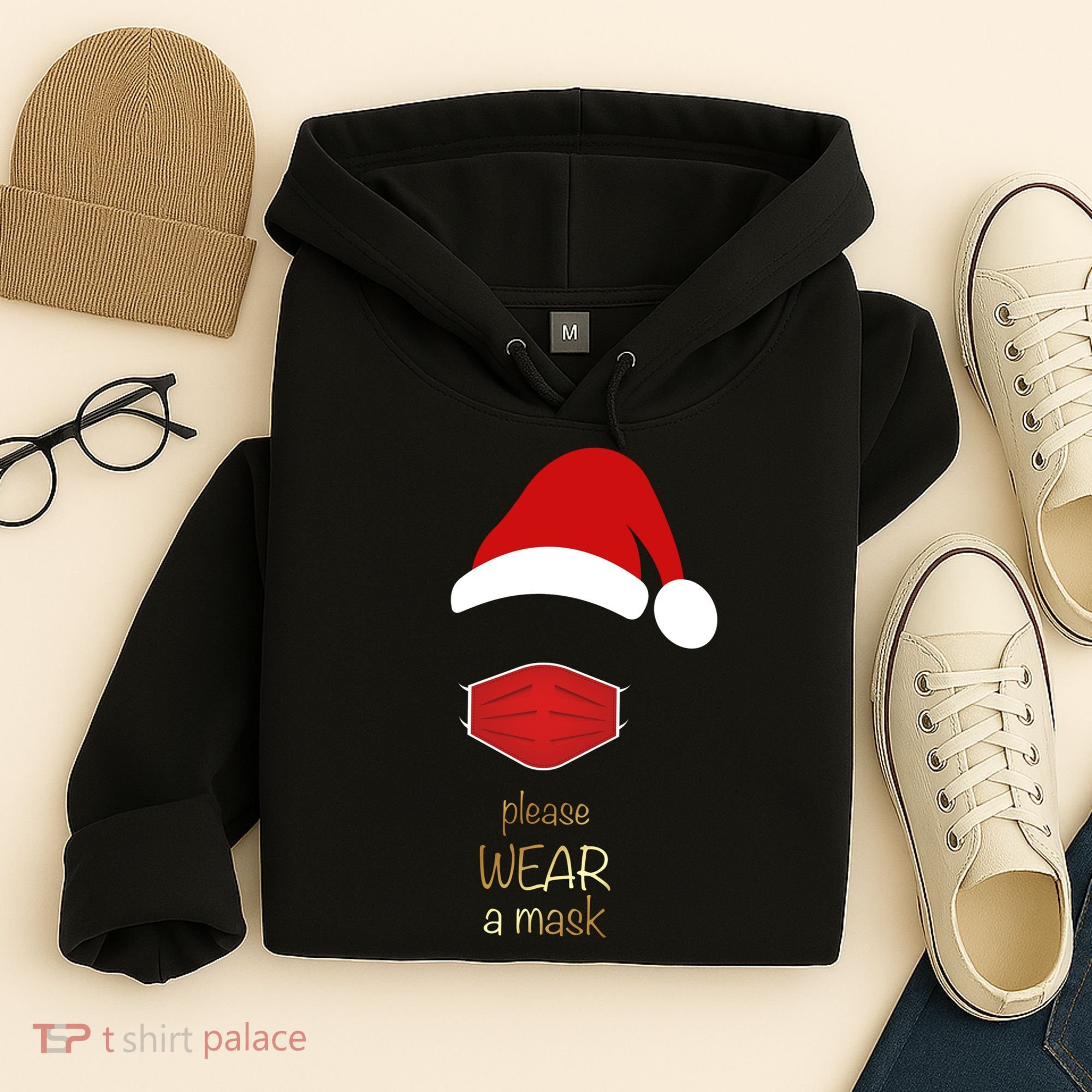 Please Wear A Mask Santa Reminder Hoodie