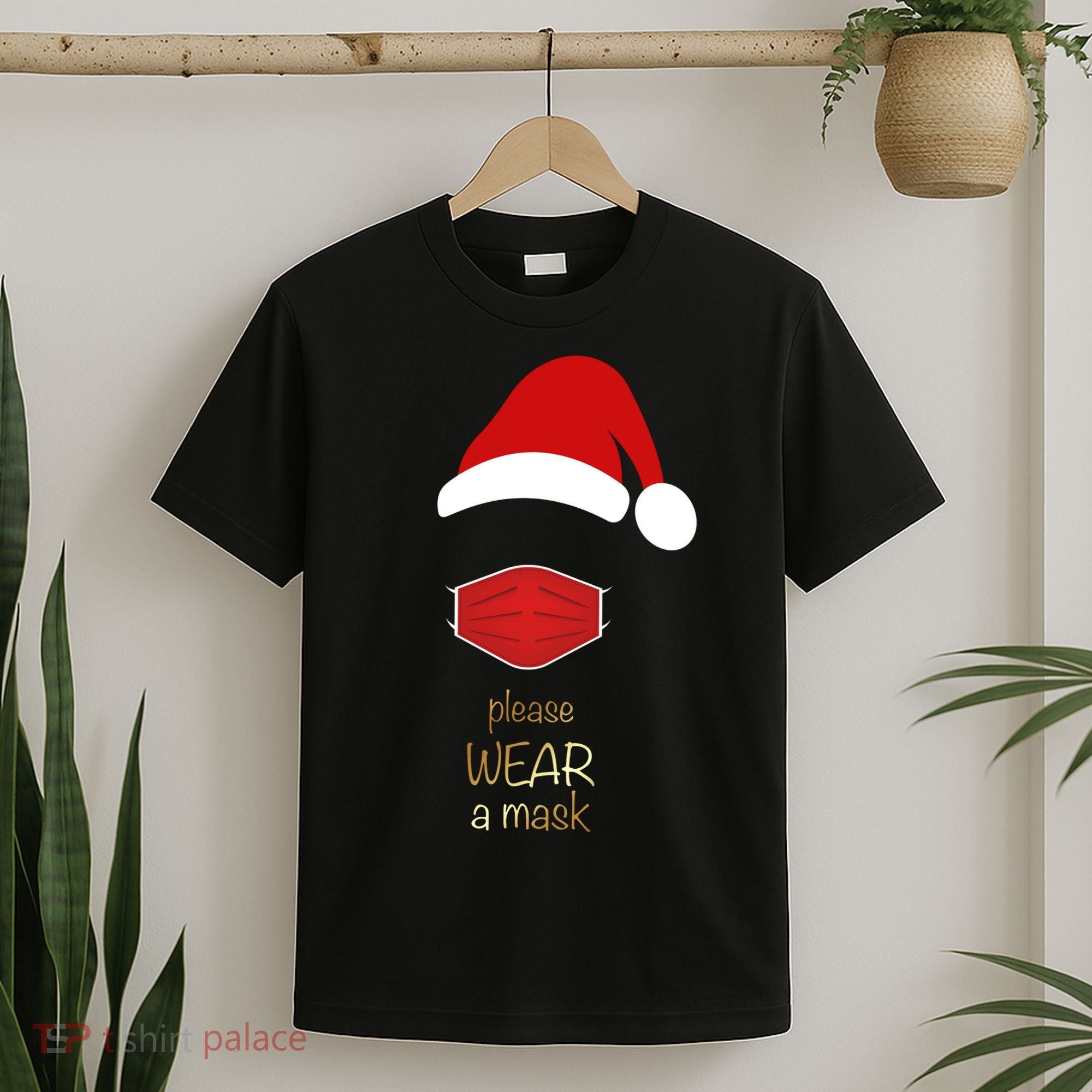 Please Wear A Mask Santa Reminder T-Shirt