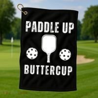Pickleball Lover Funny Paddle Up Buttercup Gift Golf Towel thumb 1