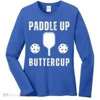 Pickleball Lover Funny Paddle Up Buttercup Gift Women's Long Sleeve Shirt thumb 0