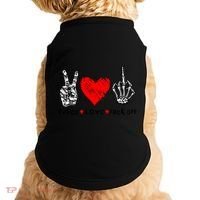 Peace Love Fuck Off Skeleton Hand Red Heart Hippie Gift Doggie Tank thumb 0