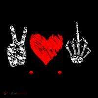 Peace Love Fuck Off Skeleton Hand Red Heart Hippie Gift Coffee Mug thumb 5