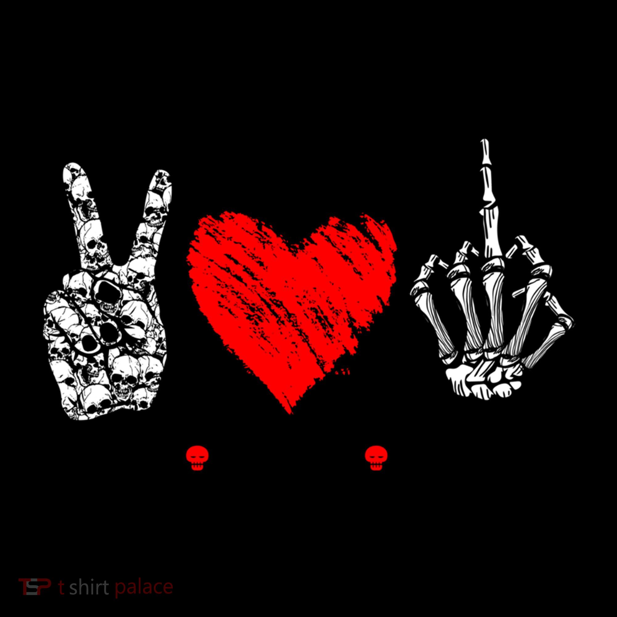 Peace Love Fuck Off Skeleton Hand Red Heart Hippie Gift Coffee Mug