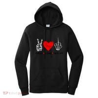 Peace Love Fuck Off Skeleton Hand Red Heart Hippie Gift Women's Hoodie thumb 0