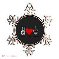 Peace Love Fuck Off Skeleton Hand Red Heart Hippie Gift Ornament thumb 0