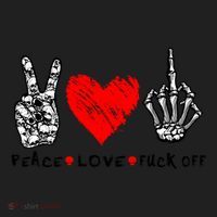 Peace Love Fuck Off Skeleton Hand Red Heart Hippie Gift Hat thumb 2