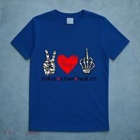 Peace Love Fuck Off Skeleton Hand Red Heart Hippie Gift T-Shirt thumb 5
