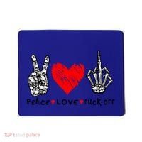 Peace Love Fuck Off Skeleton Hand Red Heart Hippie Gift Mousepad thumb 0