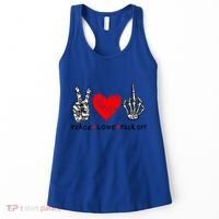 Peace Love Fuck Off Skeleton Hand Red Heart Hippie Gift Women's Tank Top thumb 0