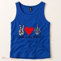 Peace Love Fuck Off Skeleton Hand Red Heart Hippie Gift Tank Top thumb 2