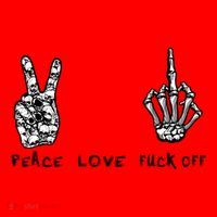 Peace Love Fuck Off Skeleton Hand Red Heart Hippie Gift Santa Hat thumb 1