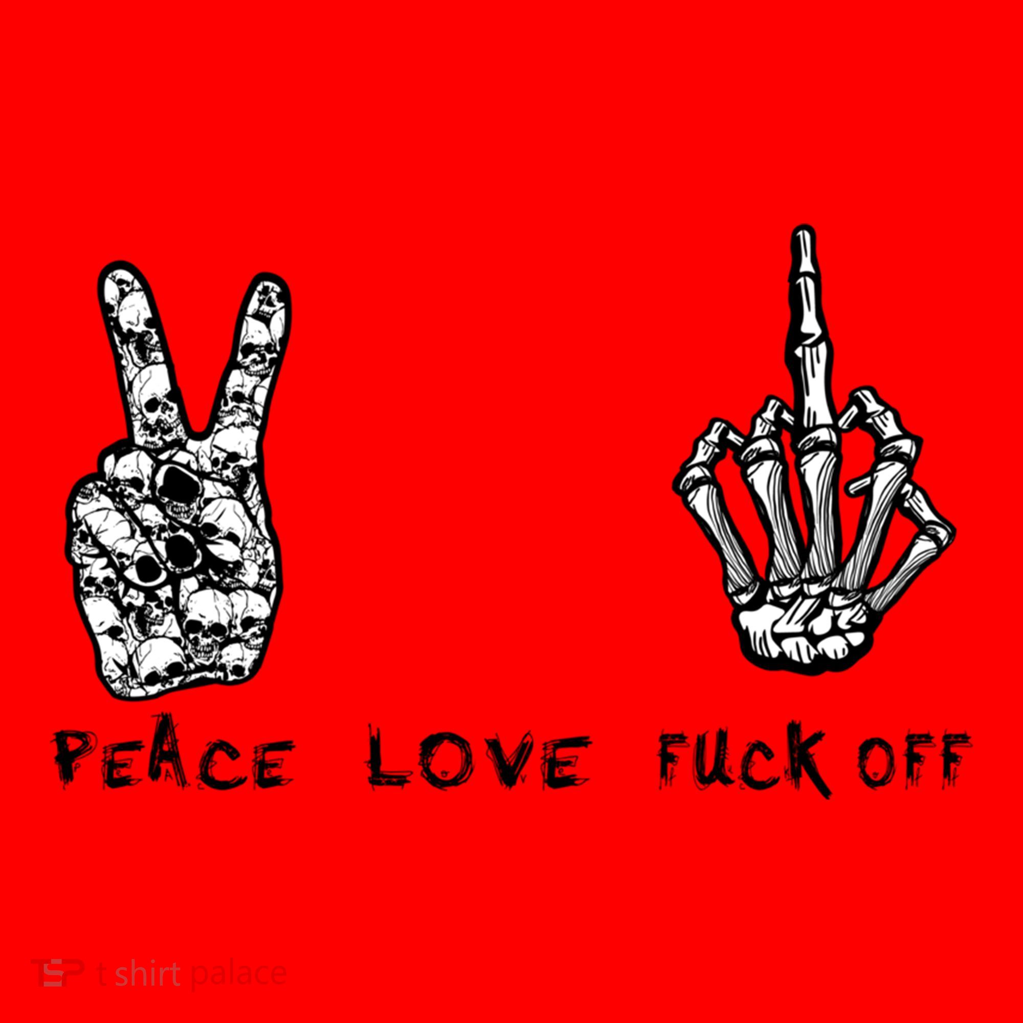 Peace Love Fuck Off Skeleton Hand Red Heart Hippie Gift Santa Hat