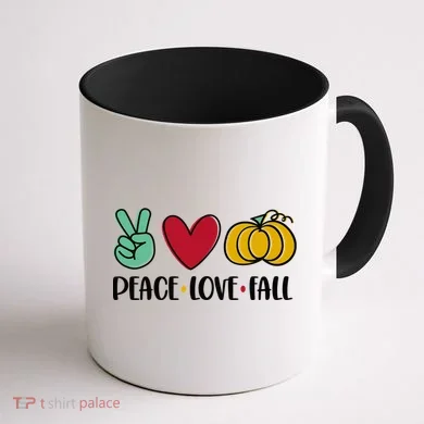 Peace Love Fall Cute Coffee Mug back