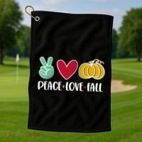 Peace Love Fall Cute Golf Towel thumb 1