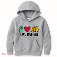 Peace Love Fall Cute Kids Hoodie thumb 0