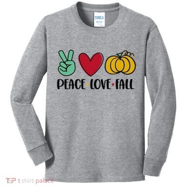 Peace Love Fall Cute Kids Long Sleeve Shirt
