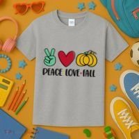 Peace Love Fall Cute Kids T-Shirt thumb 3