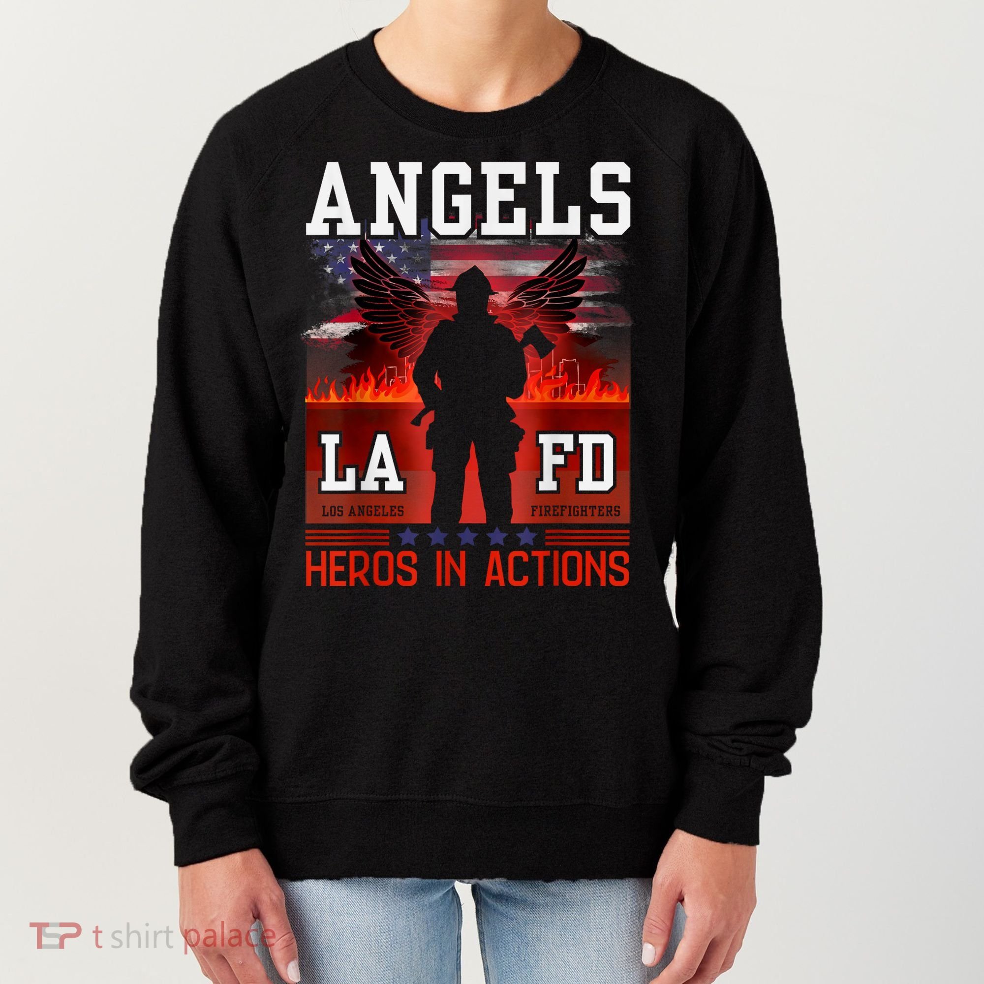 Proud La Firefighters Lafd Los Angeles Firefighters Hero Usa Women's Sweatshirt