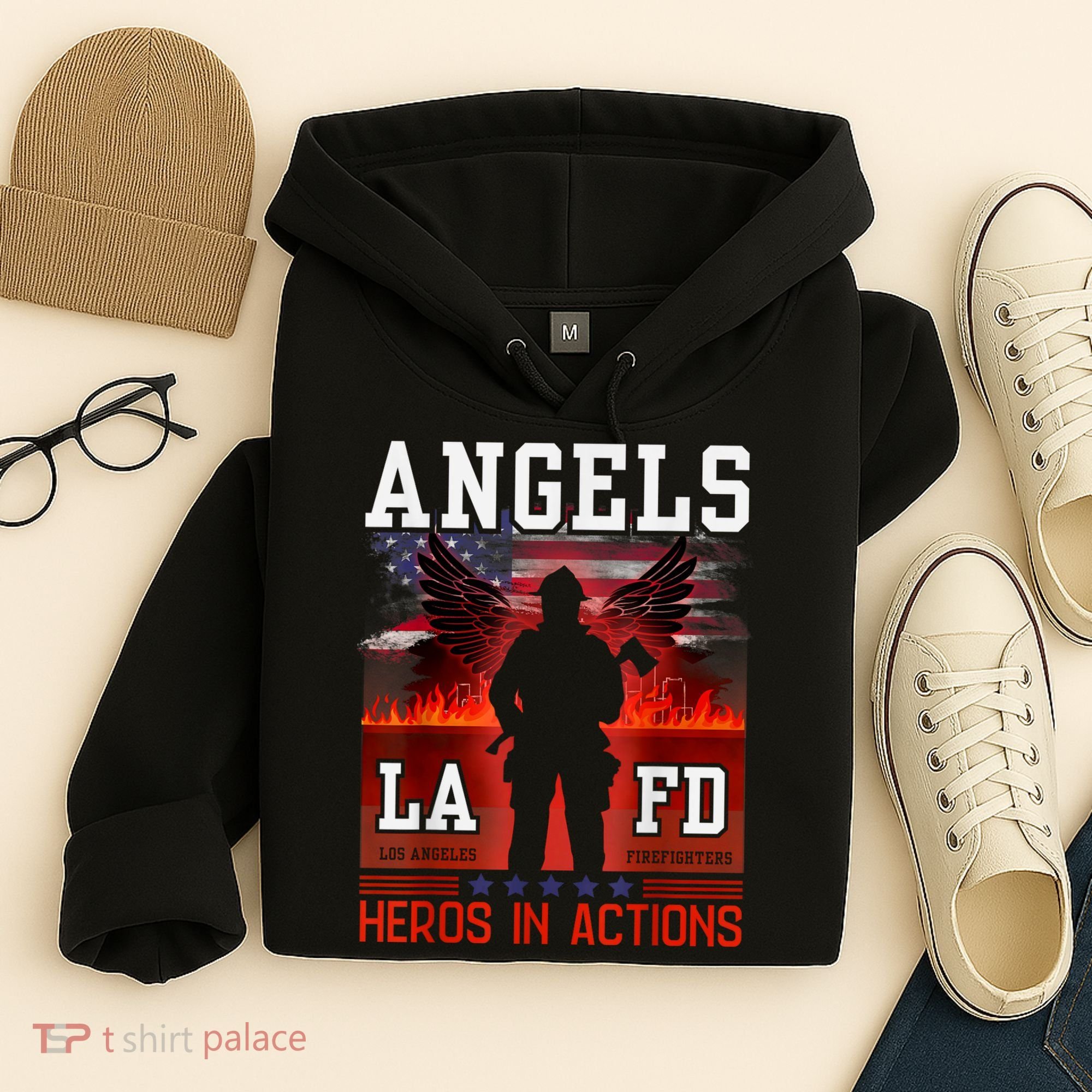 Proud La Firefighters Lafd Los Angeles Firefighters Hero Usa Hoodie